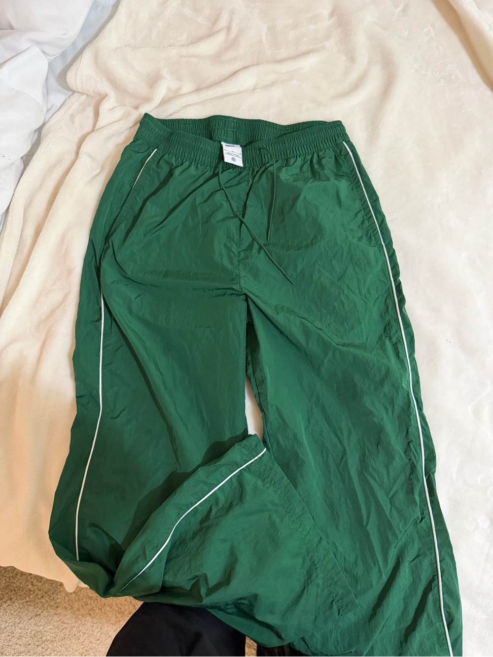 Nike Green Track Pants with White Piping